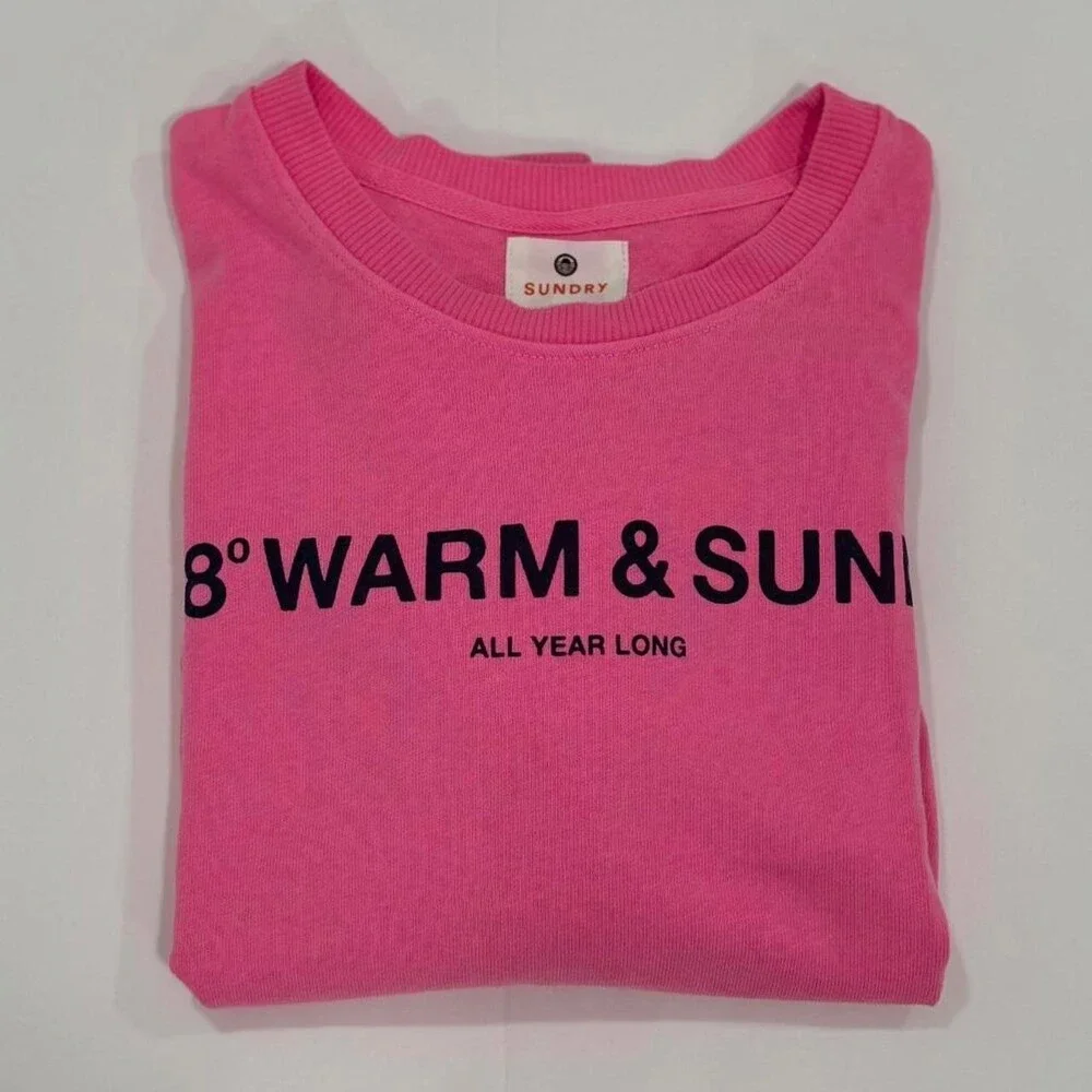 NWOT Sundry 78åÁ Crop Sweatshirt Pigment Neon Pink | Size 1 - Picture 3 of 8